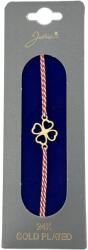 Jolie Bratara Placata cu Aur 24k, Jolie, Model TRIFOI, Martisor Bratara, cu Snur Alb/Rosu, Auriu (165481)