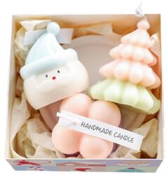 Flippy Lumanari Parfumate de Craciun, Flippy, Gift Box Set cu 3 Lumanari Aromaterapie, 11 x 11 x 7.5 cm, Roz Verde (161504)