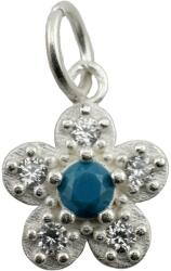 Jolie Silver Pandantiv din Argint 925, Jolie Silver, pentru Dama, Model Floare Cu Pietre de Zirconiu Cubic, 1 x 1 cm, 0.9 g, Argintiu/Blue (125542)