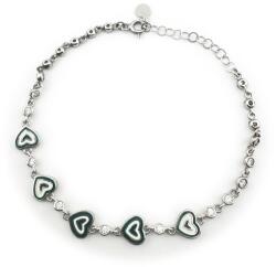 Jolie Bratara pentru Copii, Jolie, Argint 925, Model Inima, cu Email si Zirconiu, 21 cm/4.6g Argintiu/Verde inchis (167022)