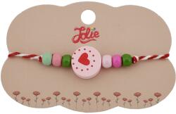 Jolie Bratara Martisor pentru Copii, Jolie, Pandativ Rotund Inima, cu Margele Multicolore, Snur Alb/Rosu, Roz deschis (128148)