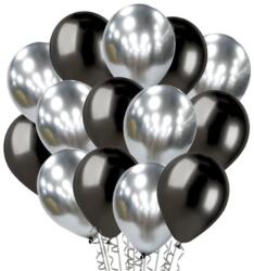Flippy Set 10 Baloane din Latex Chrome, Flippy, Model Party, 23 cm, Negru Argintiu, 2.2 g (130910)