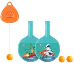 Flippy Set 2 Palete de Tenis de Masa, Flippy, pentru Copii, Design Animat, Tematica Astronauti, Accesoriu de Agatat Inclus si 2 Mingi, Albastru (132696)