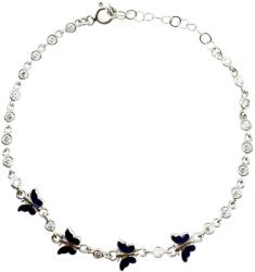 Jolie Bratara pentru Copii, Jolie, Argint 925, Model Fluture, cu Email si Zirconiu, 21 cm/4.3g Argintiu/Albastru inchis (166998)