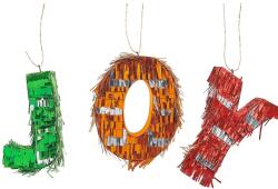 Flippy Pinata Mini JOY, Flippy, Accesoriu pentru Petrecere Set 3 Bucati din Hartie Creponata si Carton, Pinata pentru Petreceri, 40 x 27 x 8 cm, Verde Portocaliu Rosu (161649)