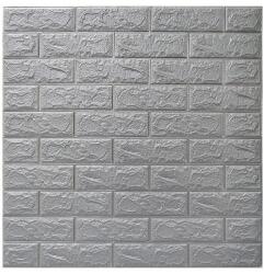 Flippy Set 10 Placi de Tapet, Flippy, Autoadezive, 70 x 77 cm, 2.5 mm Grosime, Suprafata Acoperita 5.3 mp, din PVC, Model Caramida, Argintiu (135748)