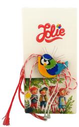 Jolie Martisor Brosa pentru Copii, Jolie, Model Pasare, din Metal, 2 x 2 cm, Snur Alb/Rosu, Multicolor (134728)