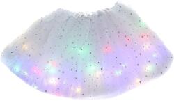 Flippy Fusta LED pentru Copii, Flippy, Tutu de Balet pentru Fetite cu Luminite Multicolore Incorporate, Model Stelute, 30 cm Lungime, Alb (126471)