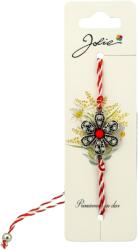 Jolie Martisor Bratara Snur Alb-Rosu, Jolie, Pandantiv Metalic, Model Floare (134895)