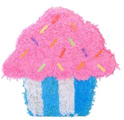 Flippy Pinata Briosa CupCake pentru Petrecere, Flippy, din Hartie Creponata si Carton, Pinata pentru Petreceri, 45 x 35 x 10 cm, Roz (161647)