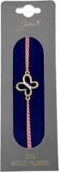 Jolie Bratara Placata cu Aur 24k, Jolie, Model FLUTURE, Martisor Bratara, cu Snur Alb/Rosu, Auriu (165476)