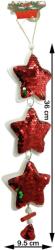 Flippy Ornament de brad trei stele cu paiete, Flippy, rosu, lemn, 36 cm (103420)