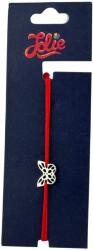 Jolie Martisor Bratara din Inox pentru Copii, Jolie, Textil si Inox, Snur Rosu, Model Fluture Plin, Argintiu (165171)