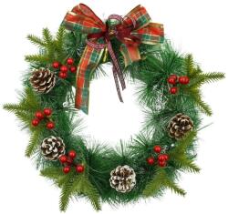 Flippy Coronita de Craciun pentru usa, Rosu/Verde, 40 cm, PVC, Artificiala, Decorata, Interior/Exterior, Flippy (105547)