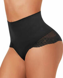 Figninget Chiloti modelatori tanga cu talie inalta, Control abdomen, Din dantela, Fara cusaturi vizibile, Figninget, Negru, Marime 3XL
