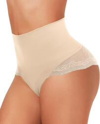 Figninget Chiloti modelatori tanga cu talie inalta, Control abdomen, Din dantela, Fara cusaturi vizibile, Figninget, Bej, Marime M L