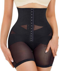 GOTOLY Chilot modelator tip pantaloni scurti dama Gotoly, Negru, Talie inalta, Control abdomen, Compresie criss-cross, Efect push-up fesier, Subtiere coapse, Ajustabil cu capse, Marime 3XL