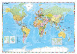  A Világ (The World) falitérkép 140*90 cm - alul-felül fémléces - TÖBB VÁLTOZAT