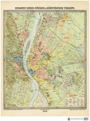  Budapest Székes-Főváros és Környéke (1906) falitérkép 71*87 cm - térképtűvel szúrható, keretezett
