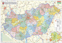  Magyarország országgyűlési választókerületei 140*100 cm falitérkép 2025 - térképtűvel szúrható, keretezett