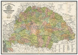  Antik Magyarország 1876 / Magyarország közigazgatása 65*45 cm - térképtűvel szúrható, keretezett