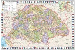  A Magyar Szent Korona Országai falitérkép 1910 120*86 cm - fóliás, alul-felül fémléces