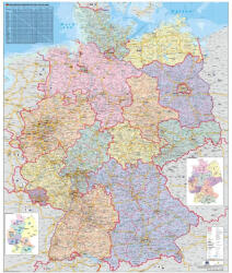  Németország közigazgatása falitérképe 100*120 cm - térképtűvel szúrható, keretezett