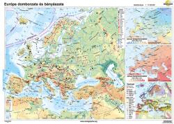  Európa domborzata és bányászata iskolai falitérkép - egyoldalas - választható méret, nyelv - fóliás, alul-felül faléces