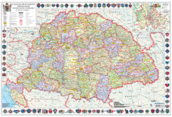 A Magyar Szent Korona Országai 1910 / Magyar történelmi emlékek a Kárpát-medencében 65*45 cm - térképtűvel szúrható, keretezett