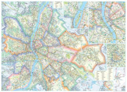  Budapest 140*100 cm falitérkép - alul-felül faléces
