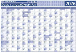  Éves tervezőnaptár (14 havi) / Éves projektnaptár 2026 (12 havi) kétoldalas 100*70 cm falinaptár - térképtűvel szúrható, keretezett