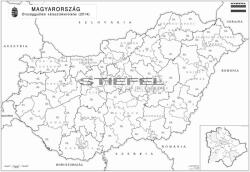  Magyarország országgyűlési választókerületei munkatérkép 2018 - térképtűvel szúrható, keretezett