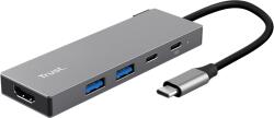 Trust Cable Converter - Dalyx 5in1 Multiport USB-C (gri, aluminiu, USB-C masculin / HDMI+Type-C+USB3.2 feminin) (26062)