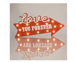 EMC ONSHOP Sageata Rosie Decorativa din Lemn cu Mesaj "Love you forever" si LED, Valentine's Day, 35x3.5x15.5cm (1245772)