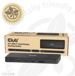 Club 3D Notebook Dock - CSV-2540 (USB-C la 2xUSB-C, 2xUSB-A, 2xHDMI, 2xDP, RJ45, SD/MicroSD, 100W PD, 4K60hz) (CSV-2540)