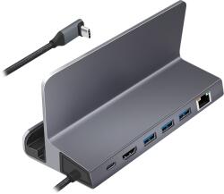 LogiLink USB 3.2 Gen1 Dock și suport, 6 porturi, USB-C PD, aluminiu, argintiu