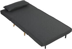 HOMCOM Fotoliu Extensibil 3 în 1 cu Spătar Reglabil pe 3 Niveluri și Pernă, Material Textil cu Aspect de In, Gri | Aosom Romania (839-023V01GY)