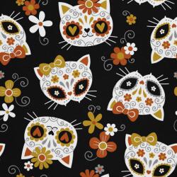 Heko Panels Textil anyag, Macskakoponya virágokban, Poliészter 100%, 210g/pm, Méret: 100cm x 155cm, DX591 (DX591)
