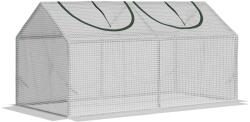 Outsunny Mini üvegház, növényeknek, 2 ablak, polietilén/acél, 120x60x60 cm, fehér (845-368V03WT)