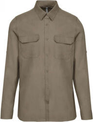 Kariban Férfi ing Kariban KA590 Men'S Long-Sleeved Safari Shirt -L, Light Khaki