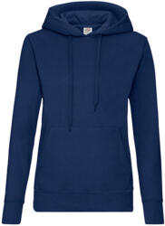 Fruit of the Loom Női Pulóver Kapucnis Hosszú ujjú Fruit of the Loom Classic Hooded Sweat Lady-Fit - S, Sötétkék (navy)
