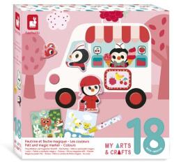 Janod My arts&crafts Colaje de catifea și autocolante din pâslă Culori de la 18 luni (J09212)