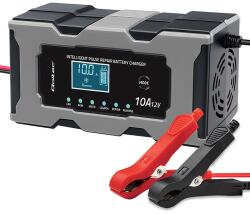Qoltec 52493 Töltő 12V 10A | Egyenirányító javító funkcióval AGM GEL LiFePO4 akkumulátorokhoz | LCD
