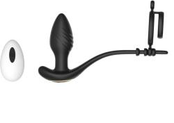 Guilty Toys Vibrator Anal cu Inele de Penis, Remote Control, Aplicatie Mobila, Conectivitate Bluetooth, Silicon, USB, Negru, 10 cm, Guilty Toys