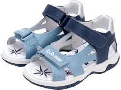 D. D. STEP Sandale băieți, varf deschis, cu velcro, bleu/albastru inchis, 25-34 albastru închis/albastru de apă (14BDAE)