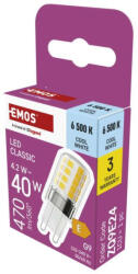 EMOS ZQ9E24 LED izzó Classic JC / G9 / 4, 2 W (40 W) / 470 lm / Hideg fehér (ZQ9E24)