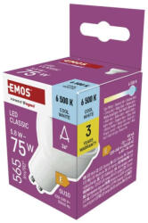 EMOS ZQ8E34N LED izzó Classic MR16 fehér/ GU10 / 5, 8 W (75 W) / 565 lm / Hideg fehér (ZQ8E34N)