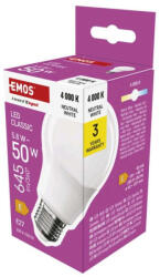 EMOS ZQ5E33 LED izzó Classic A60 / E27 / 5, 8 W (50 W) / 645 lm / Természetes fehér (ZQ5E33)