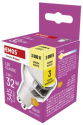 EMOS ZQ8E17 LED izzó Classic MR16 ezüst/ GU10 / 3 W (32 W) / 345 lm / Meleg fehér (ZQ8E17)