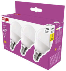 EMOS ZQ1E23.3 LED izzó Classic Mini Globe / E14 / 4, 2 W (40 W) / 470 lm / Természetes fehér (ZQ1E23.3)